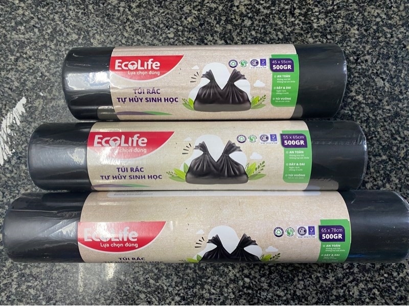 Túi Đựng Rác Tự Huỷ Màu Đen Ecolife 55x65x500g T24