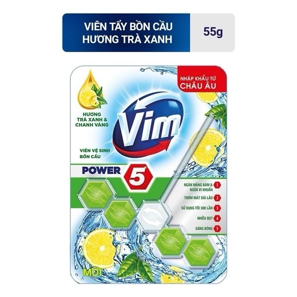 Viên Vệ Sinh Bồn Cầu Vim Hương Trà Xanh Chanh Vàng 55g