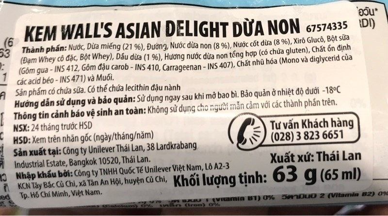 WALL'S KEM CÂY ASIAN DELIGHT DỪA NON 30G 30C/T