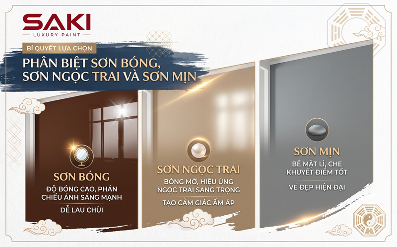 Phân biệt sơn bóng, sơn ngọc trai và sơn mịn: Nên chọn loại nào cho từng phòng?