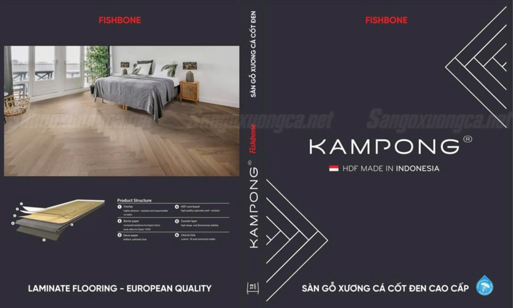 Sàn gỗ Xương cá Cốt đen Kampong
