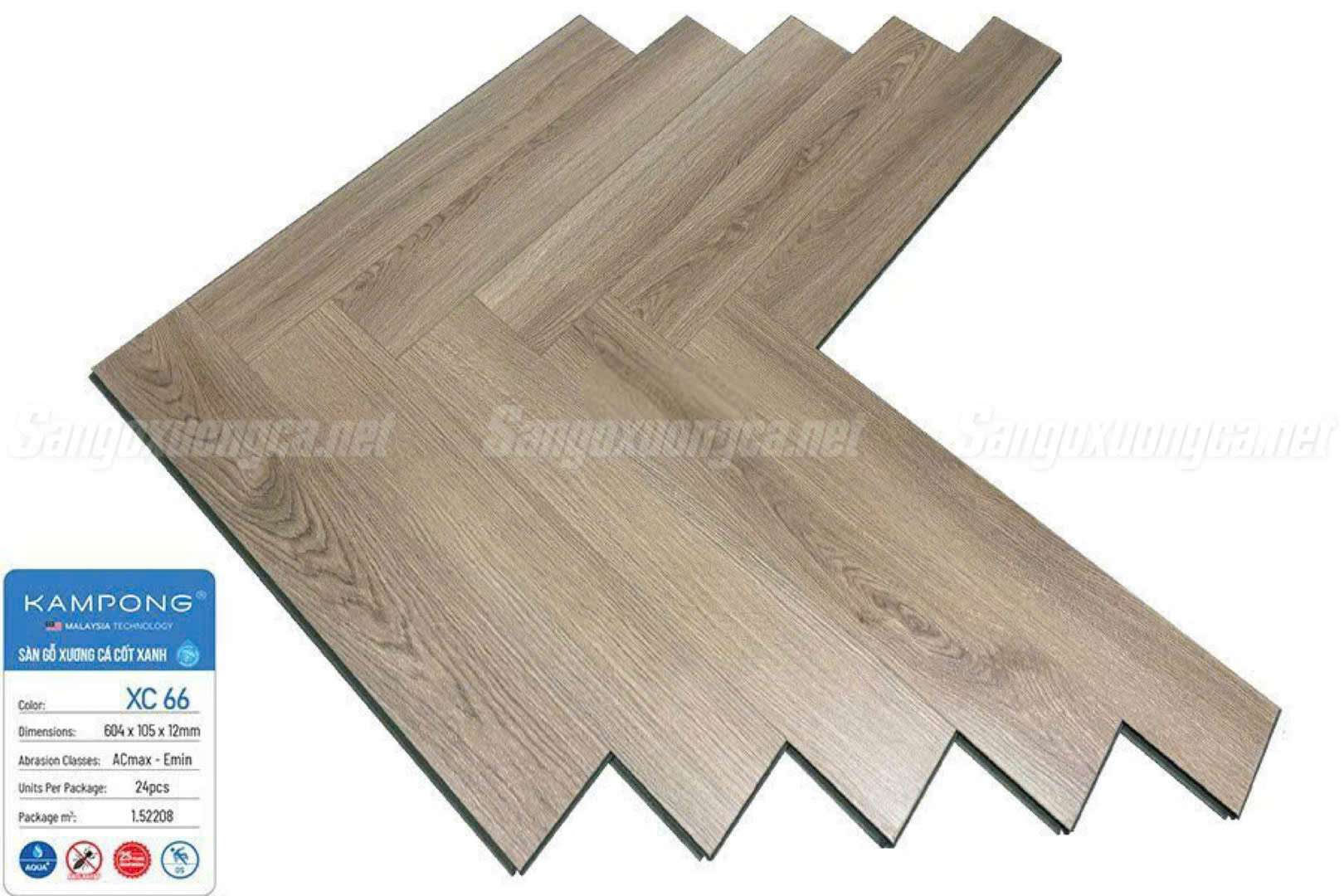 Sàn gỗ Xương cá Cốt xanh Kampong XC66