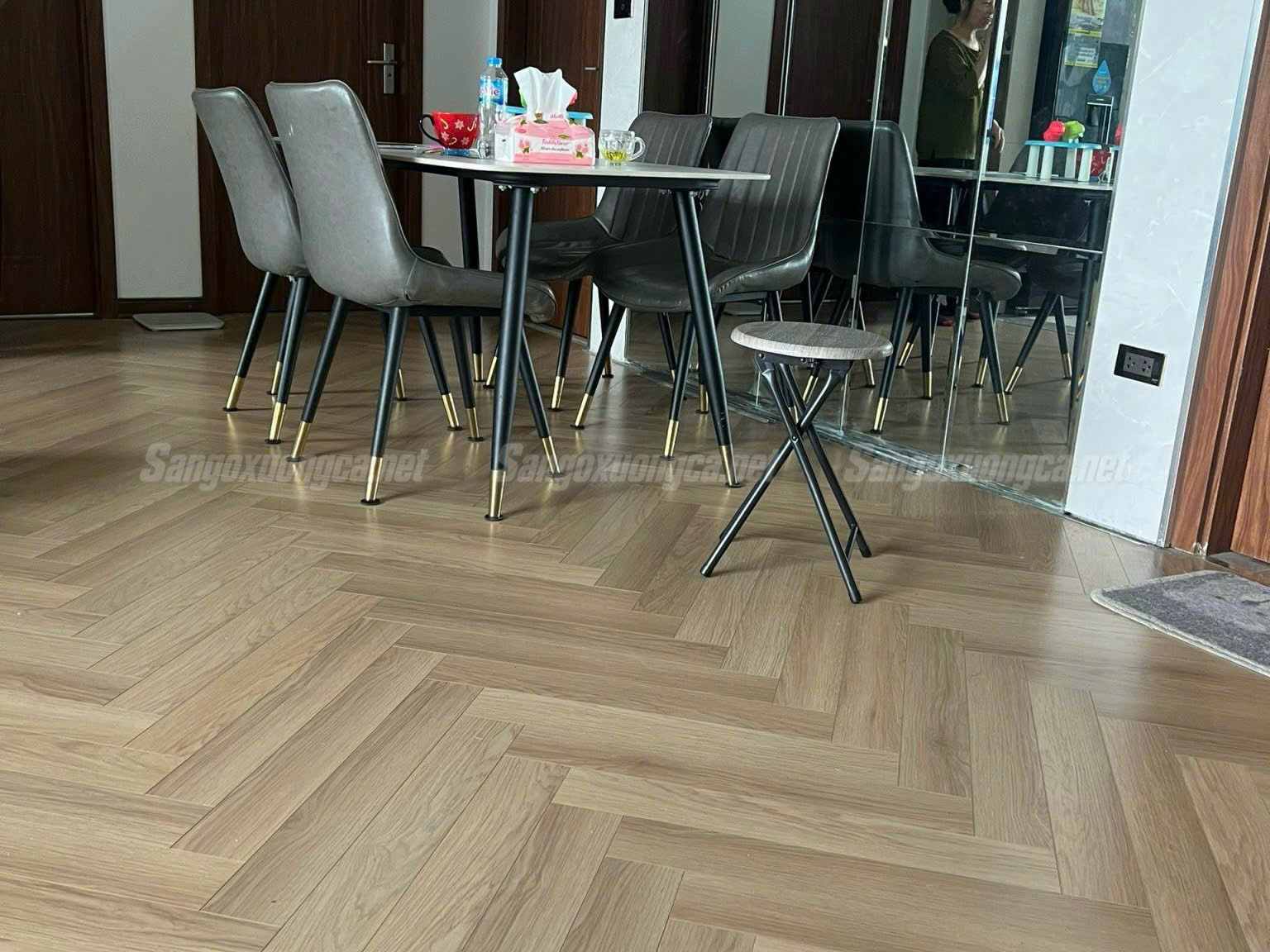Sàn gỗ Xương cá Cốt xanh Kampong XC65