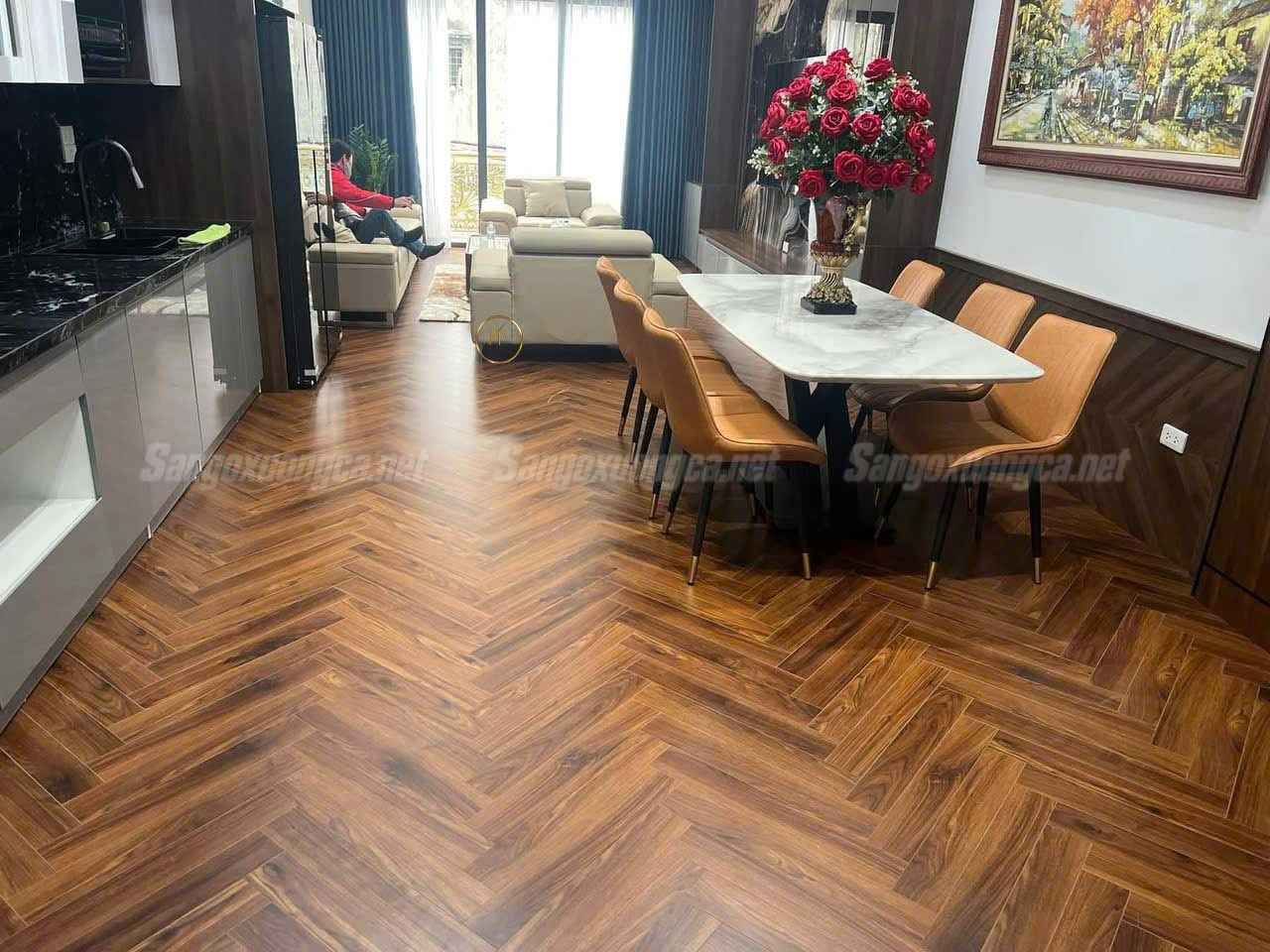 Sàn gỗ Xương cá Cốt đen Kampong XC98