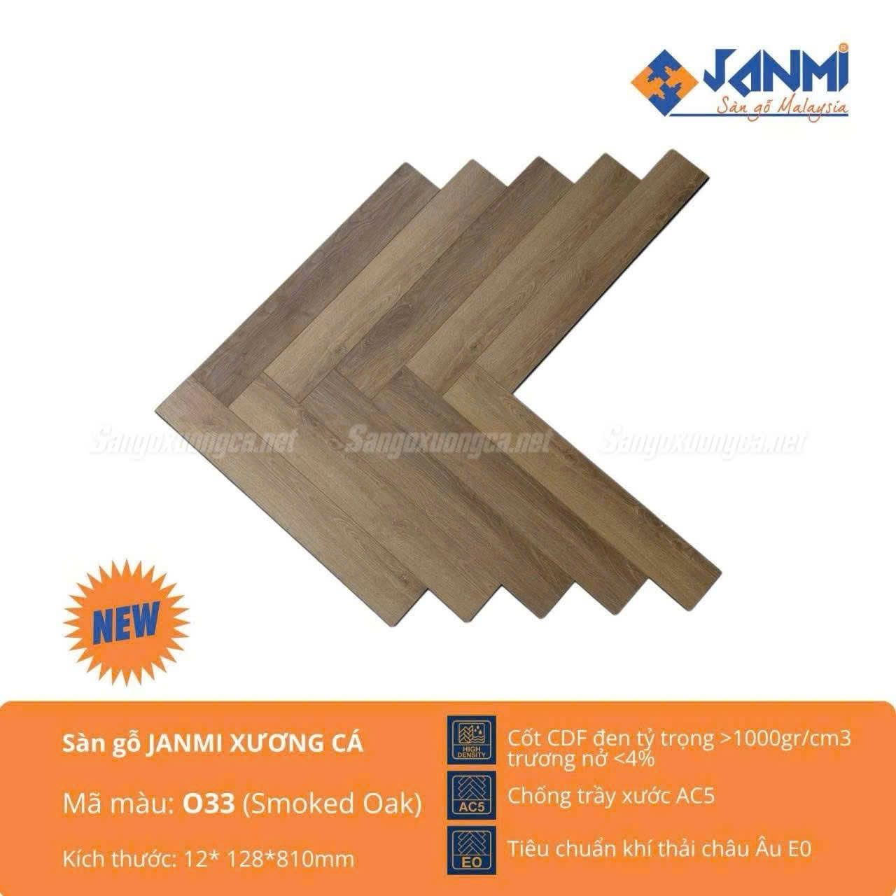 Sàn gỗ Xương cá Janmi O33 - Nhập khẩu Malaysia