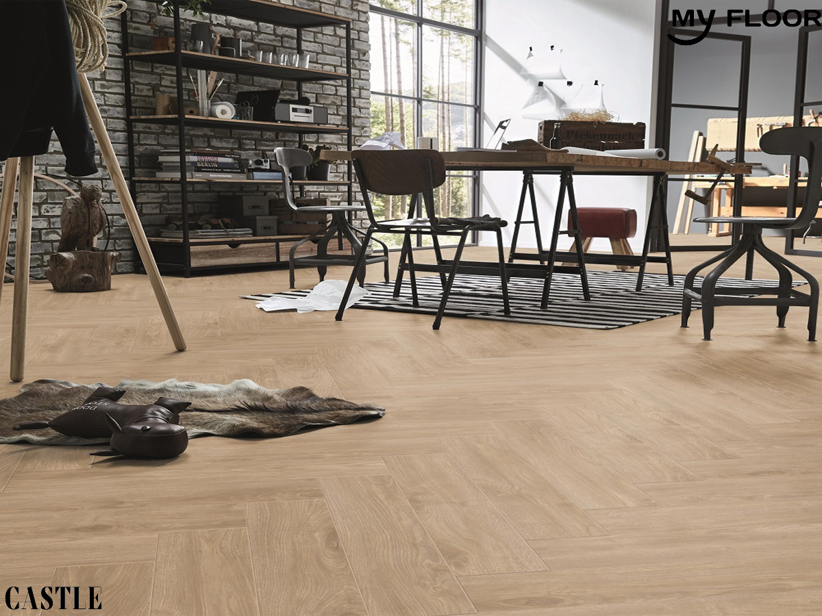 Phối cảnh sàn gỗ xương cá MyFloor MH1002