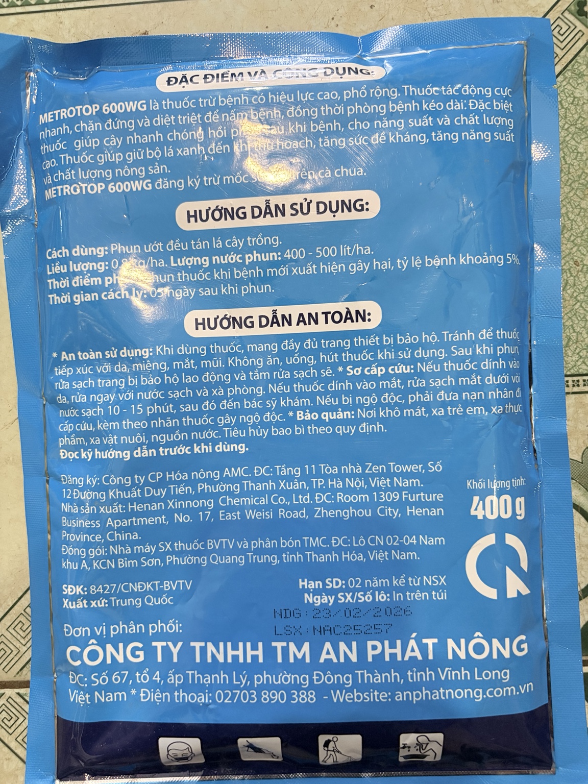 METROTOP 600WG – METIRAM + PYRACLOSTROBIN, QUẢN LÝ MỐC SƯƠNG TRÊN CÀ CHUA