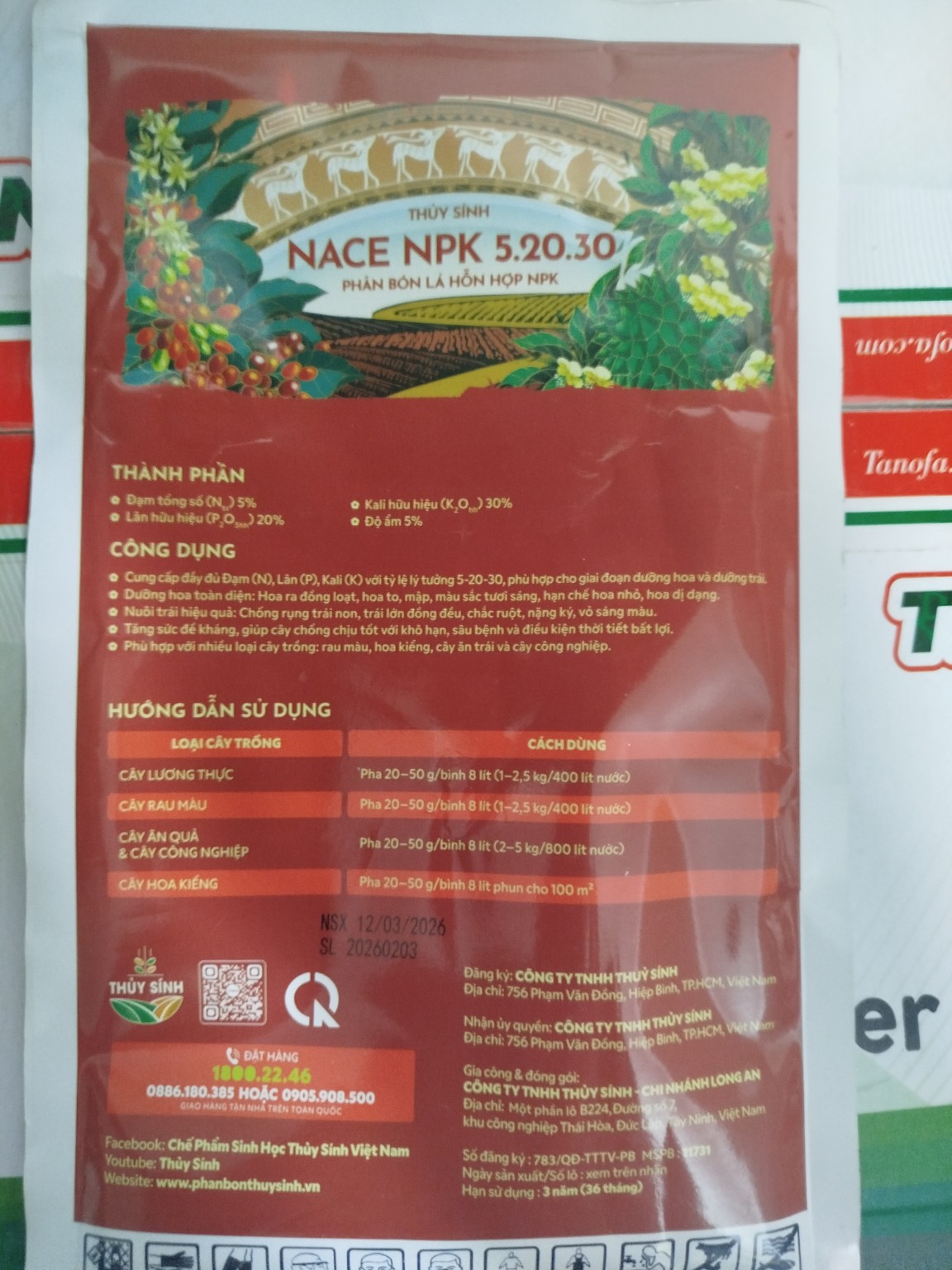 THỦY SÍNH NACEN NPK 5-20-30 250G – DƯỠNG HOA, NUÔI TRÁI, HỖ TRỢ TRÁI LỚN ĐỒNG ĐỀU