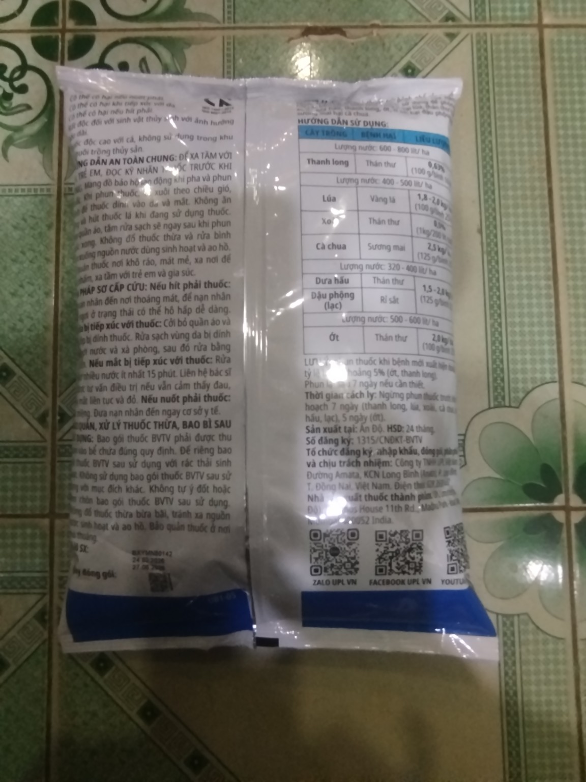 MAN XANH UPL – MANCOZEB 80% WP GÓI 1KG – THUỐC TRỪ BỆNH PHỔ RỘNG