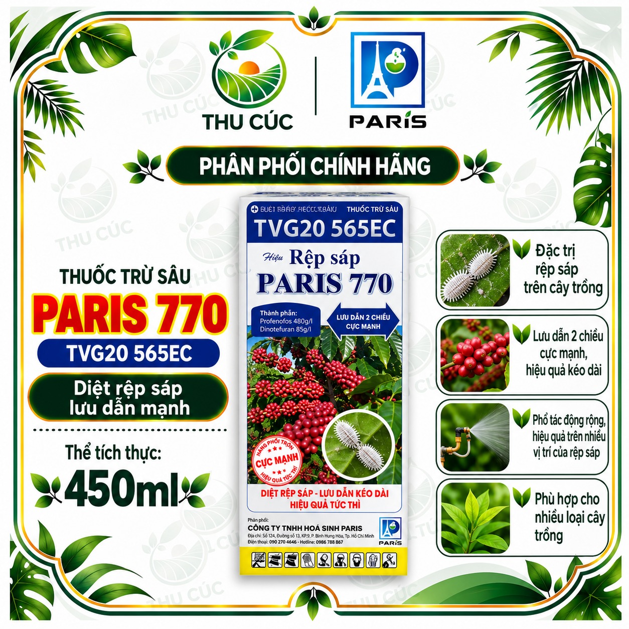 Paris 770 – Thuốc Trừ Sâu Rệp Sáp Cà Phê, Lưu Dẫn Hai Chiều