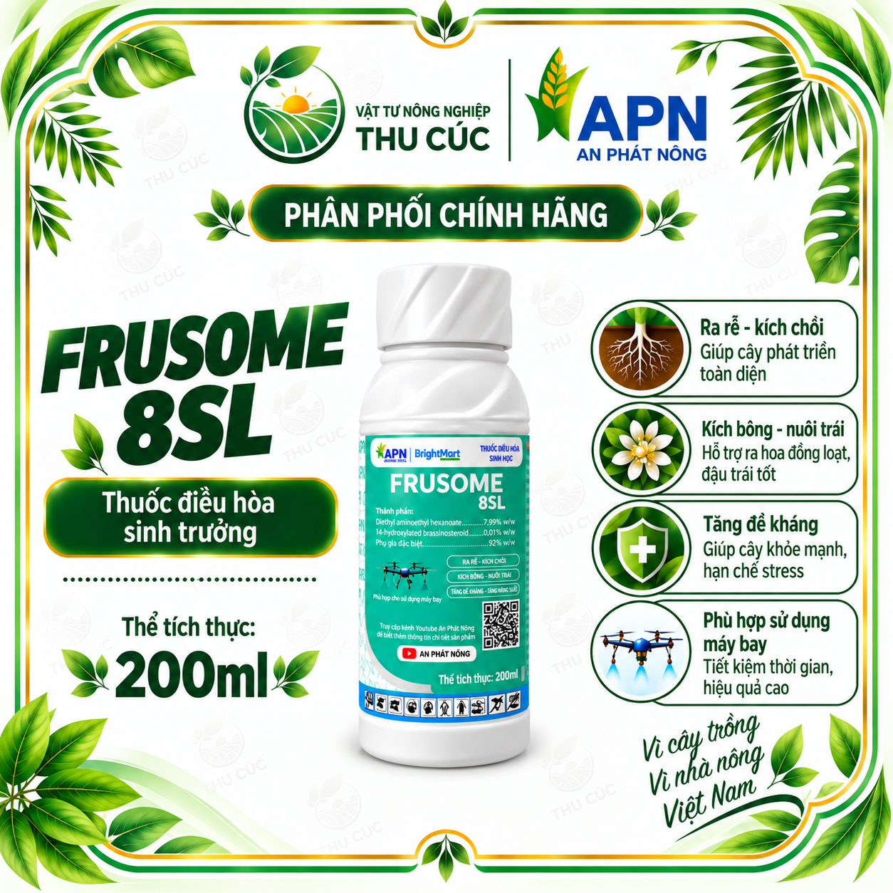 FRUSOME 8SL – THUỐC ĐIỀU HÒA SINH TRƯỞNG HỖ TRỢ PHỤC HỒI, KÍCH RỄ VÀ TĂNG SỨC CÂY