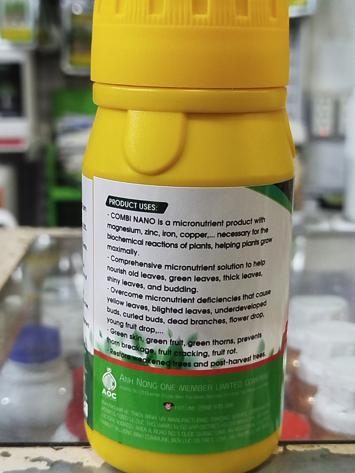 COMBI NANO 250ML AOC – BỔ SUNG TRUNG VI LƯỢNG, XANH LÁ – DÀY LÁ – PHỤC HỒI CÂY