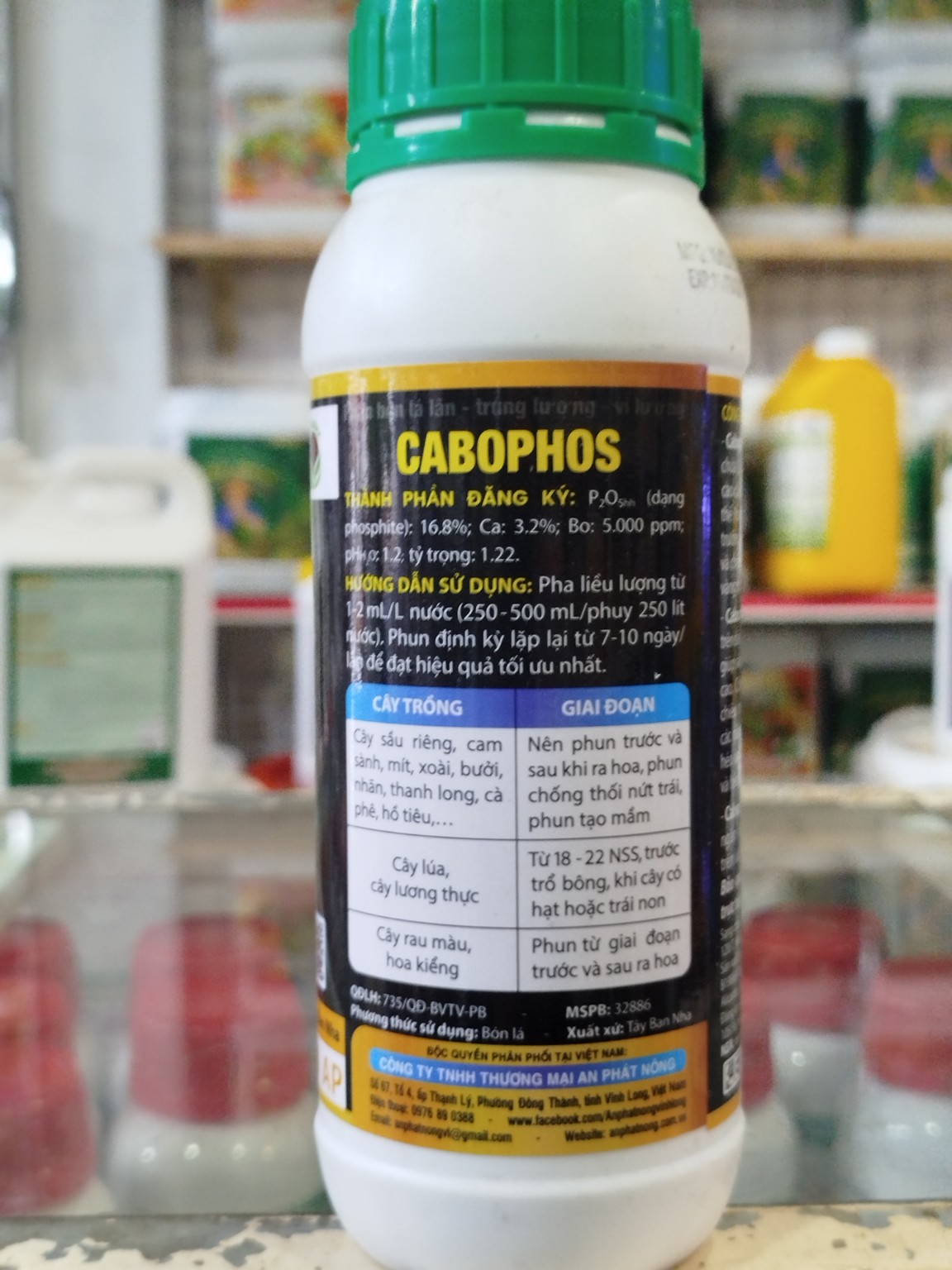 CABOPHOS 500ML – LÂN PHOSPHITE, CANXI &amp; BO – HỖ TRỢ ĐẬU TRÁI, HẠN CHẾ RỤNG TRÁI NON