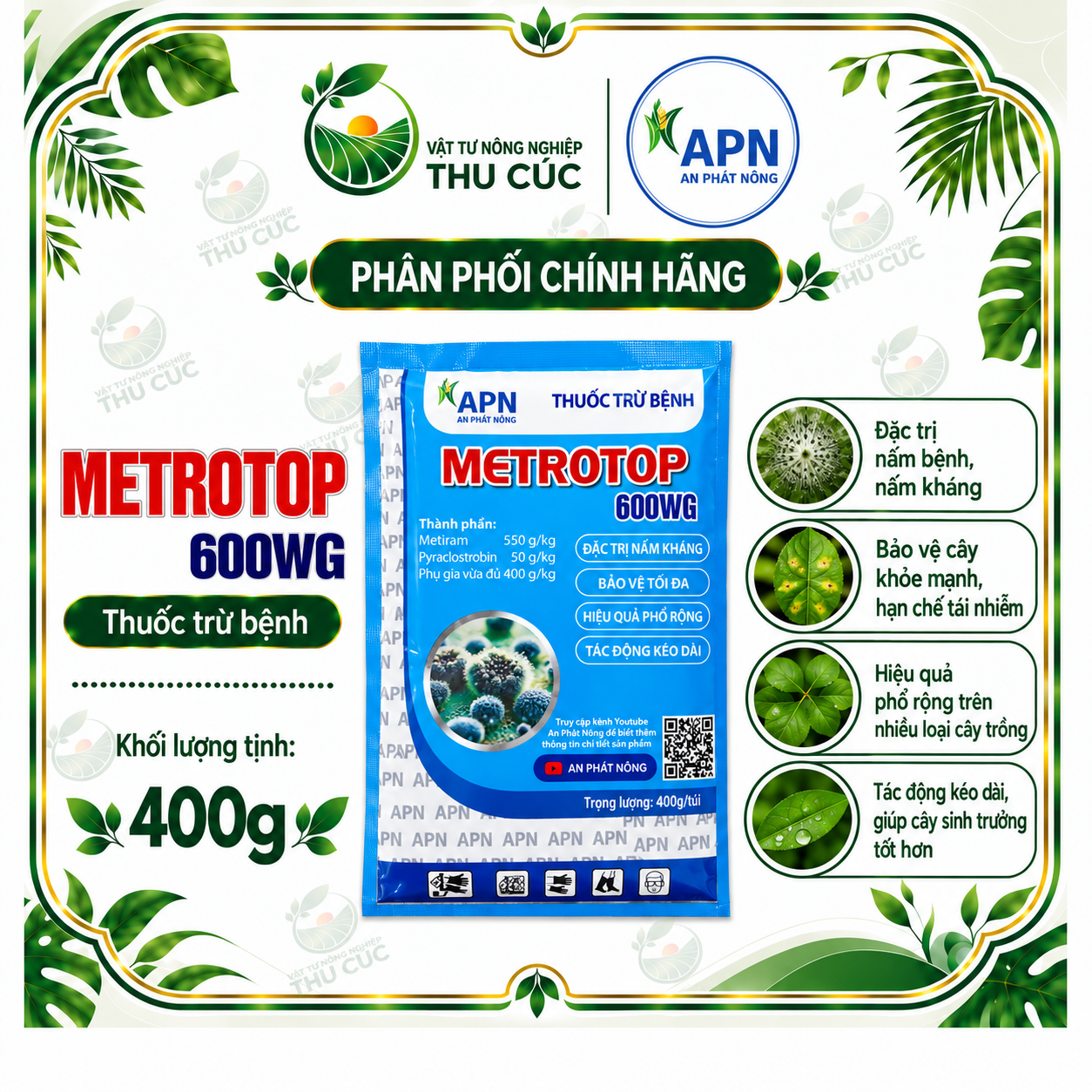 METROTOP 600WG – METIRAM + PYRACLOSTROBIN, QUẢN LÝ MỐC SƯƠNG TRÊN CÀ CHUA