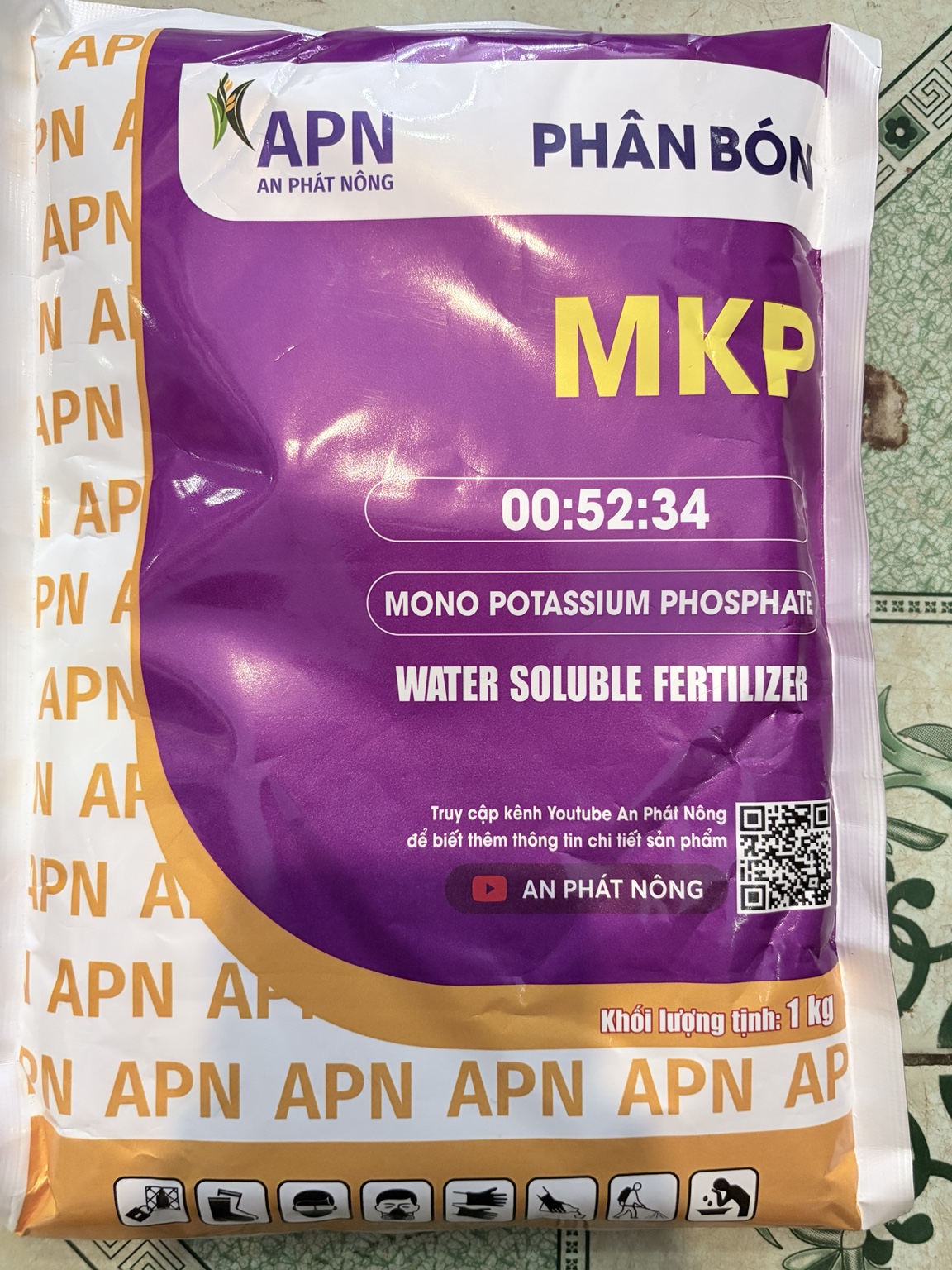 MKP ABIO 00-52-34 – MONO POTASSIUM PHOSPHATE, HỖ TRỢ GIÀ LÁ – PHÂN HÓA MẦM HOA