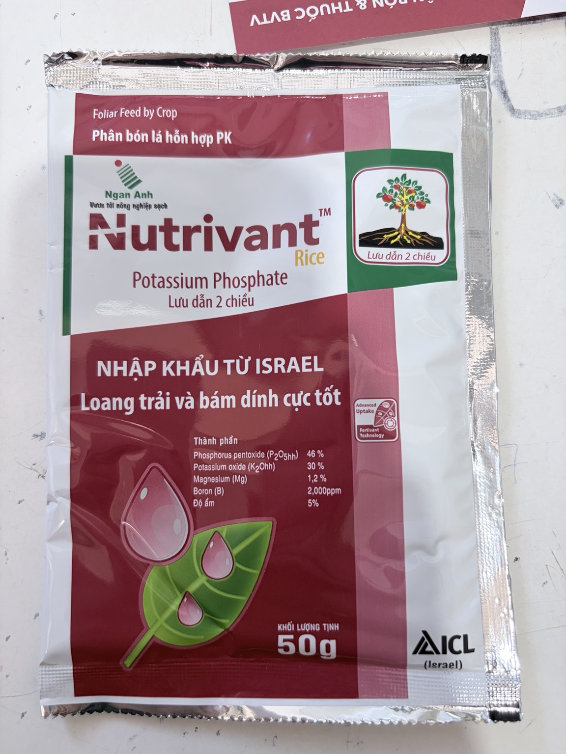 NUTRIVANT RICE 0-46-30 50G – PHÂN BÓN LÁ PK NHẬP KHẨU ISRAEL