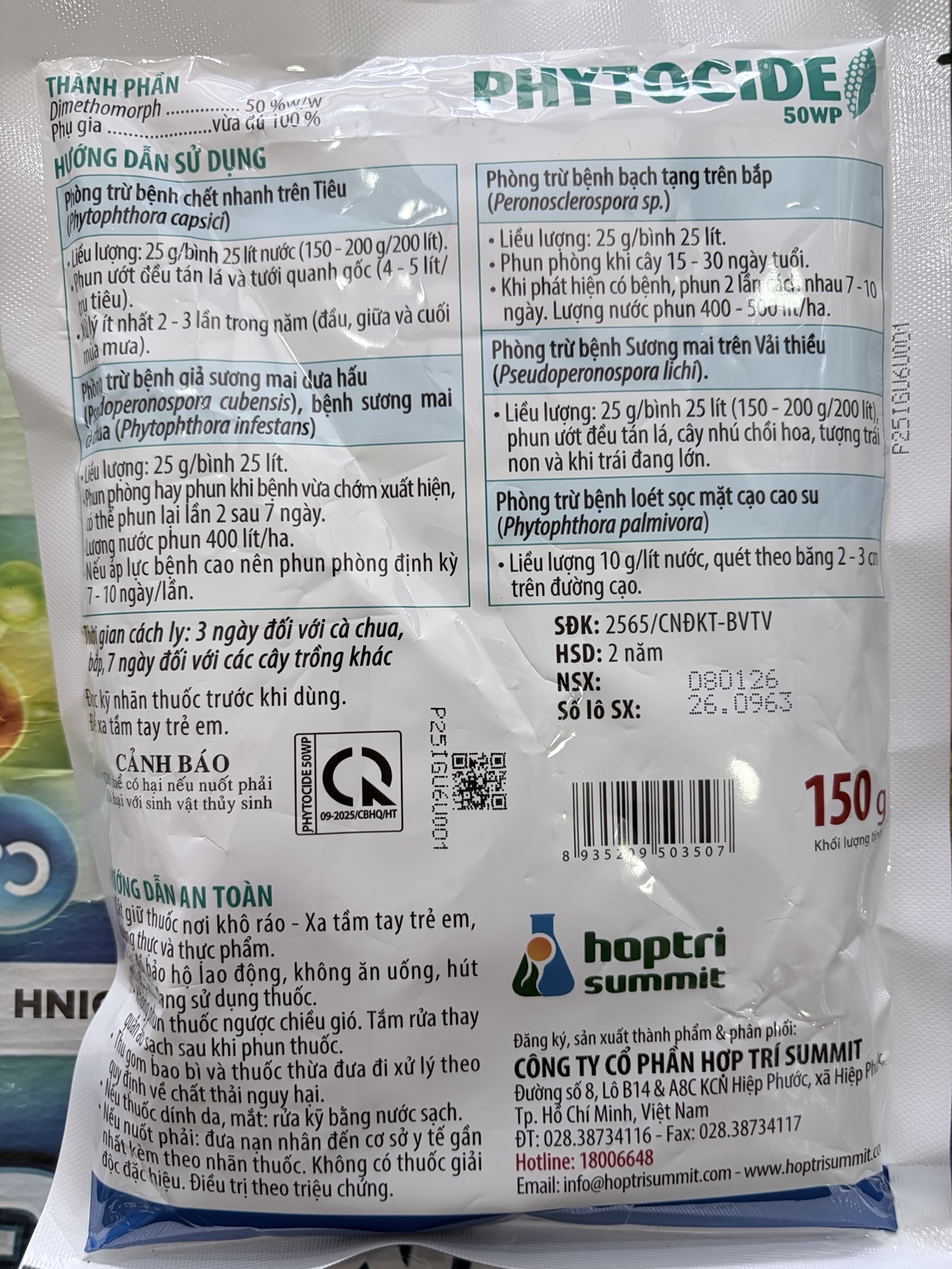 PHYTOCIDE 50WP – DIMETHOMORPH 50%, QUẢN LÝ PHYTOPHTHORA, SƯƠNG MAI VÀ BẠCH TẠNG