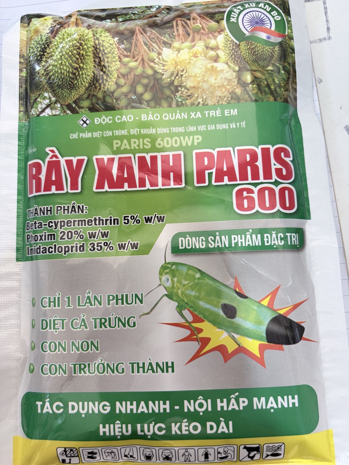RẦY XANH PARIS 600 – PARIS 600WP 100G – CHẾ PHẨM KIỂM SOÁT CÔN TRÙNG CHÍCH HÚT, MIỆNG NHAI