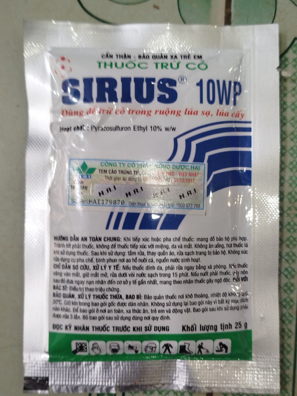 SIRIUS 10WP 25G – THUỐC TRỪ CỎ CHO LÚA SẠ VÀ LÚA CẤY