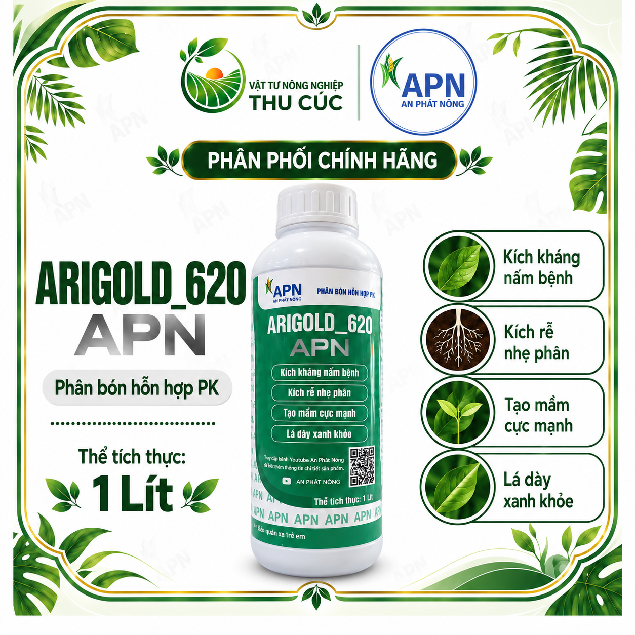 ARIGOLD 620 APN – PHÂN BÓN PK HỖ TRỢ KÍCH RỄ, GIÀ LÁ VÀ TẠO MẦM HOA