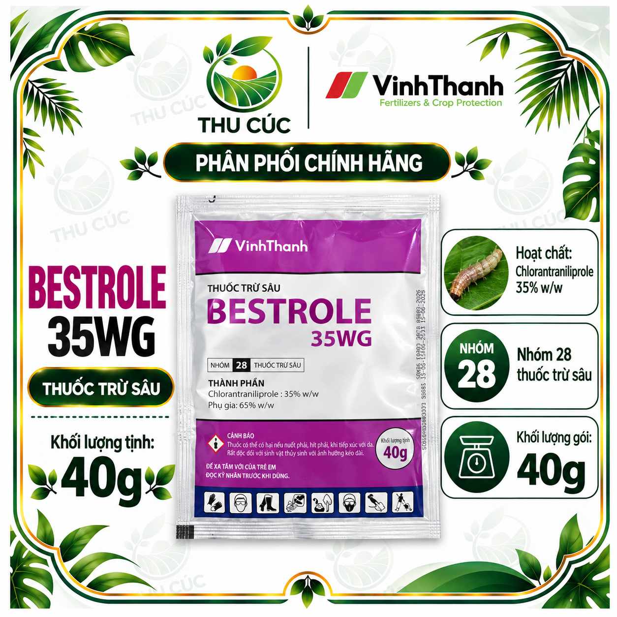 BESTROLE 35WG – Thuốc trừ sâu chứa Chlorantraniliprole 35%