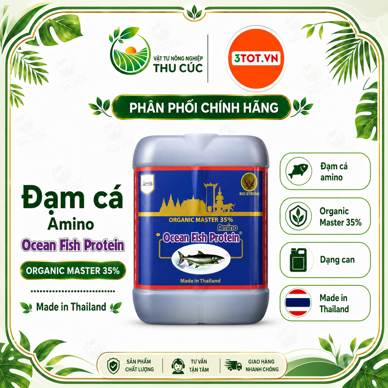 Amino Ocean Fish Protein 5L – Đạm Cá Hữu Cơ, Kích Rễ, Phục Hồi, Nuôi Trái