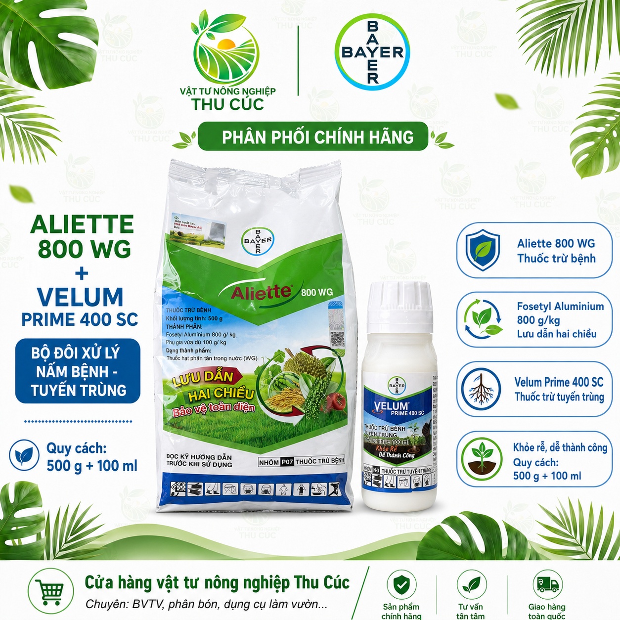Bộ Đặc Trị Tuyến Trùng Velum Prime + Aliette 800WG Bayer – Bảo Vệ Bộ Rễ, Hỗ Trợ Phục Hồi Cây