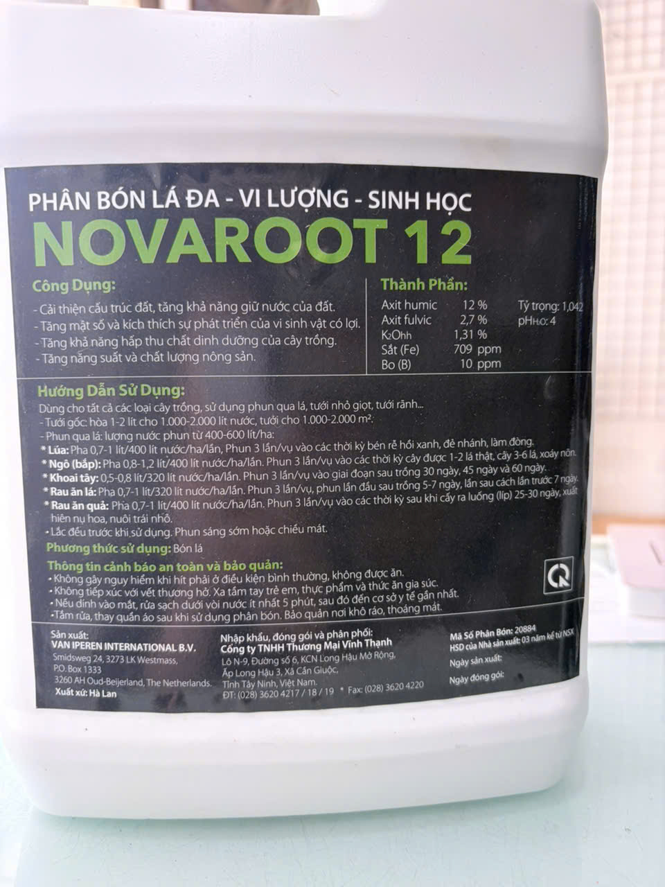 NOVAROOT 12 VĨNH THẠNH 5L – HUMIC FULVIC, GIẢI ĐỘC ĐẤT – PHỤC HỒI CÂY – RA RỄ MẠNH