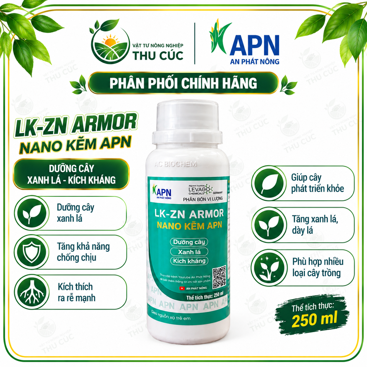 LK-ZN ARMOR NANO KẼM APN – BỔ SUNG KẼM, DƯỠNG CÂY XANH LÁ
