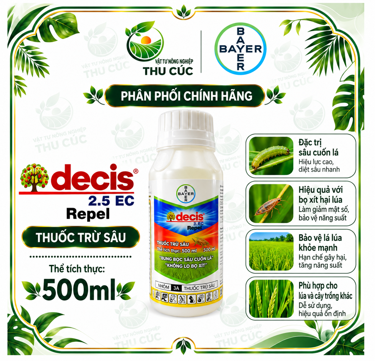DECIS REPEL 2.5EC 500ML – DELTAMETHRIN 25 G/L, THUỐC TRỪ SÂU BAYER NHÓM 3A