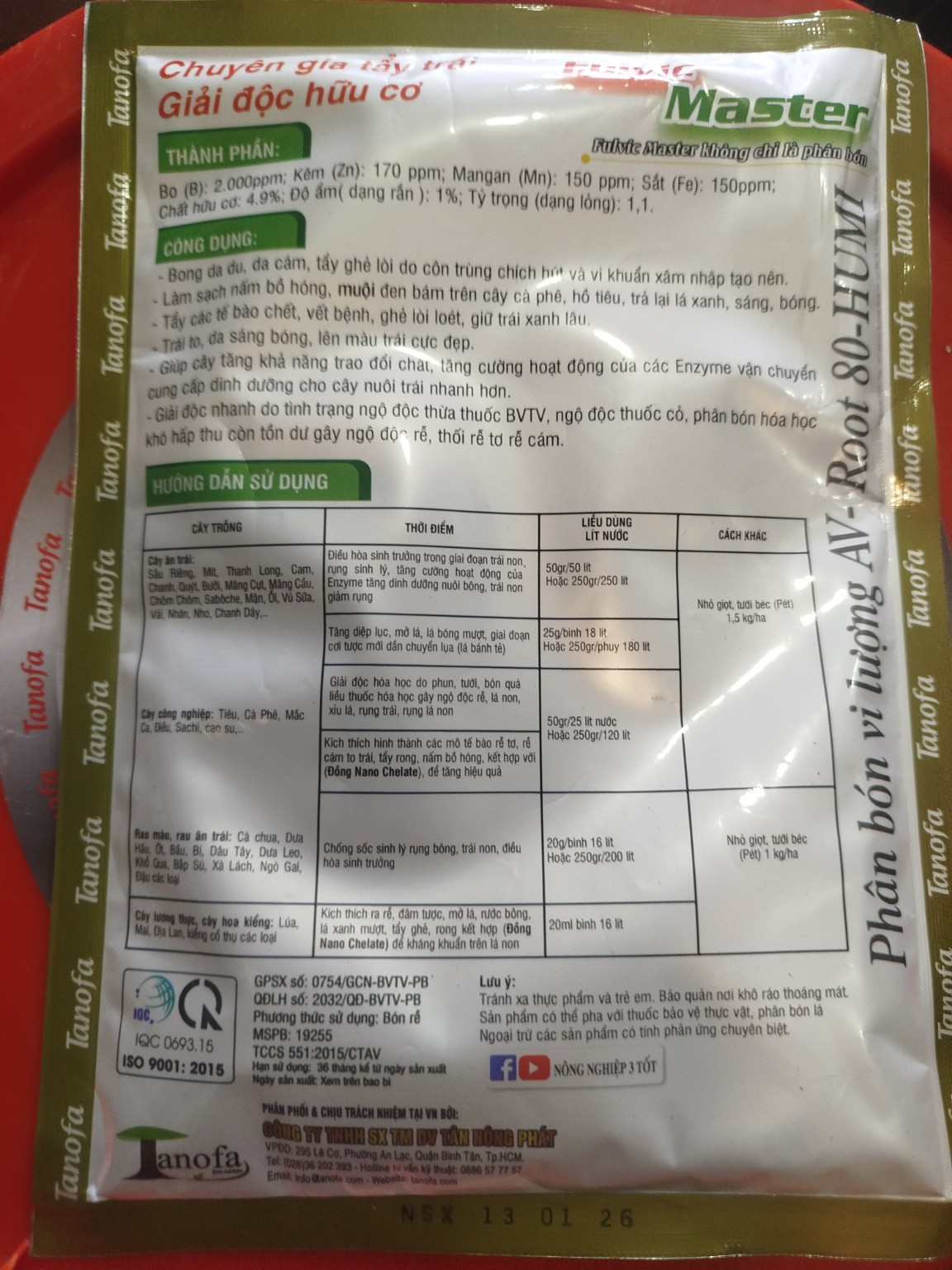 FULVIC MASTER – ACID FULVIC POWER 70, HỖ TRỢ RỄ VÀ TĂNG KHẢ NĂNG HẤP THU DINH DƯỠNG