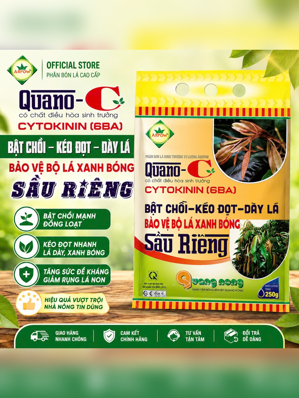 QUANO-C CYTOKININ 6BA 250G – BẬT CHỒI, KÉO ĐỌT, DÀY LÁ CHO SẦU RIÊNG