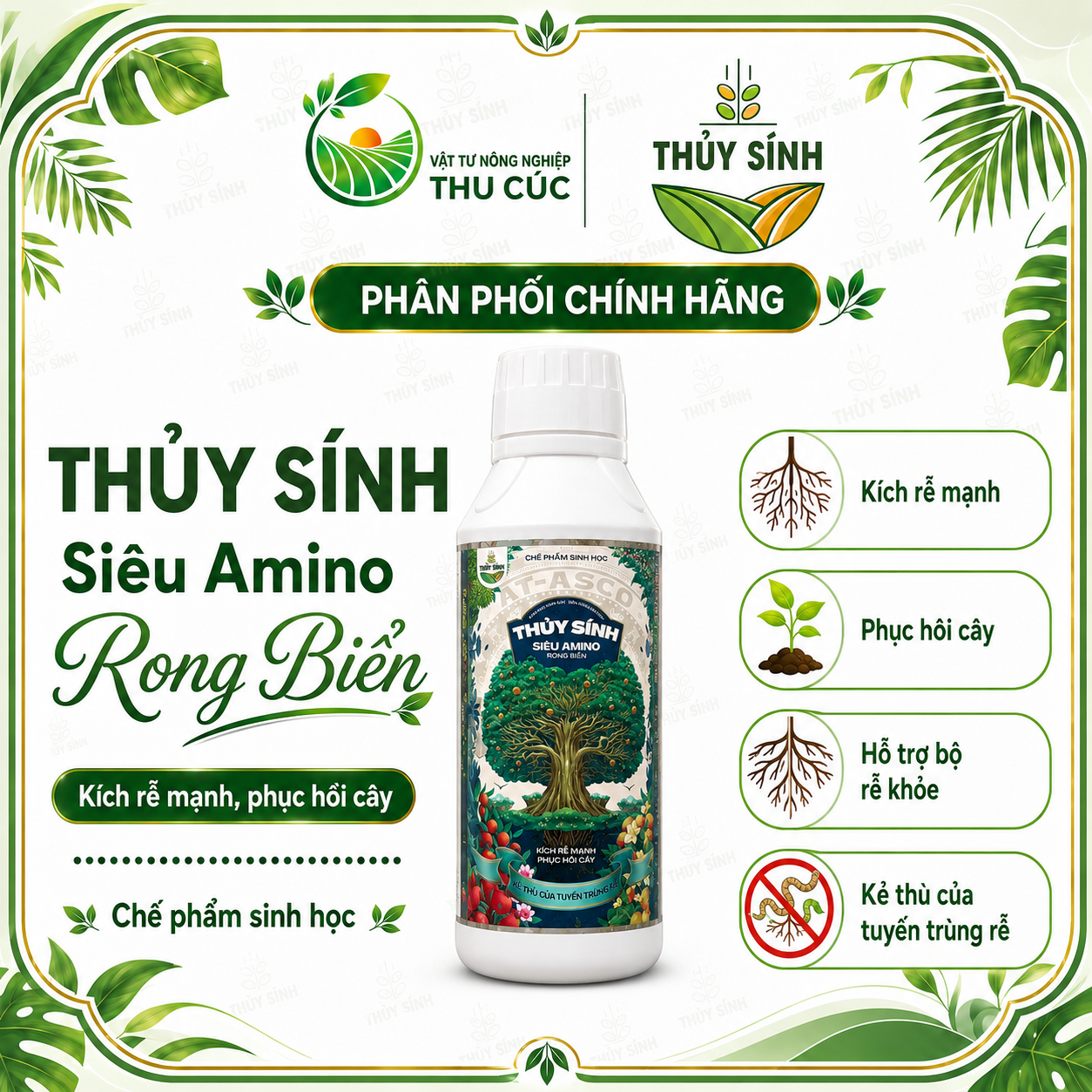 SIÊU AMINO RONG BIỂN THỦY SÍNH 1L – KÍCH RỄ MẠNH, PHỤC HỒI CÂY