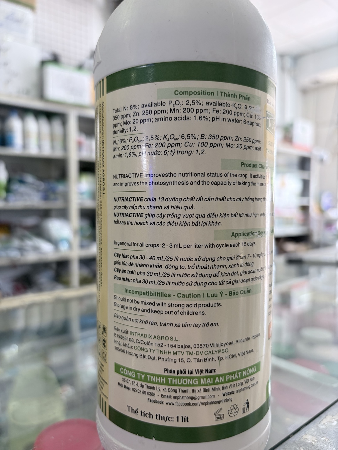 NUTRIACTIVE 1 LÍT – NPK, VI LƯỢNG &amp; AMINO ACID HỖ TRỢ CÂY PHỤC HỒI, SINH TRƯỞNG KHỎE