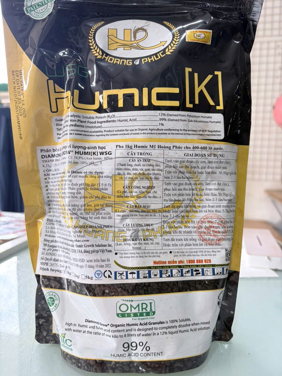HUMIC K HOÀNG PHÚC 1KG – HUMIC MỸ, KÍCH RỄ – CẢI TẠO ĐẤT