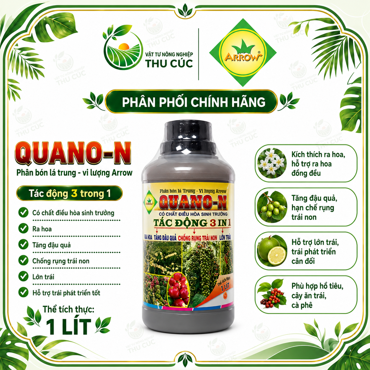 QUANO-C – TÁC ĐỘNG 3 IN 1, TĂNG ĐẬU QUẢ – CHỐNG RỤNG TRÁI NON – LỚN TRÁI