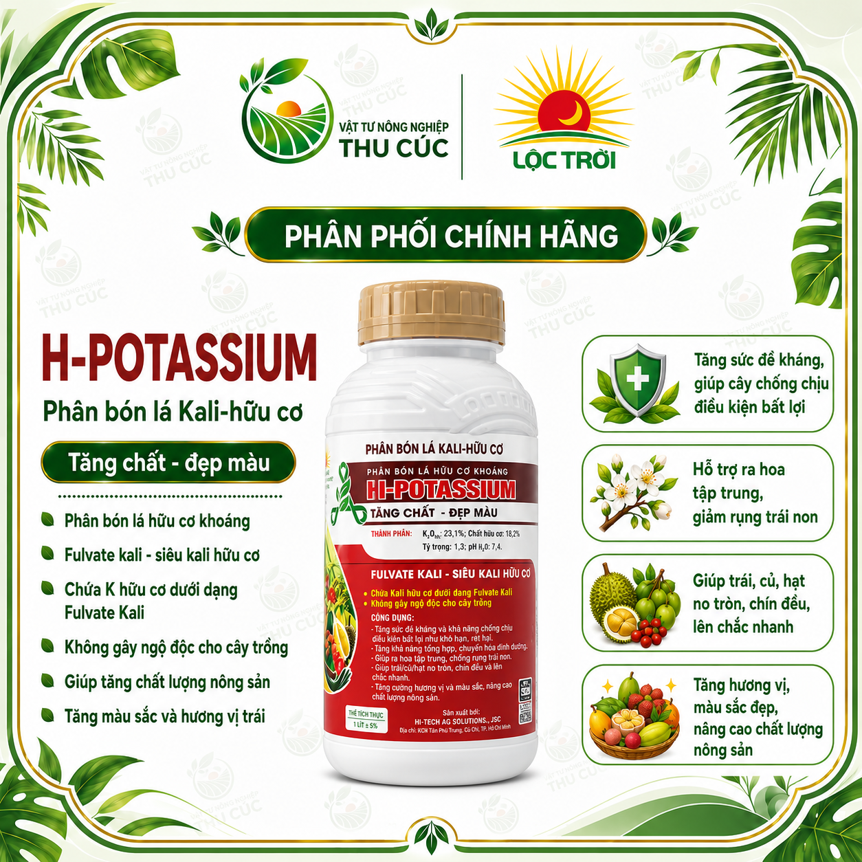 HI-POTASSIUM LỘC TRỜI – KALI HỮU CƠ FULVATE, TĂNG CHẤT – ĐẸP MÀU