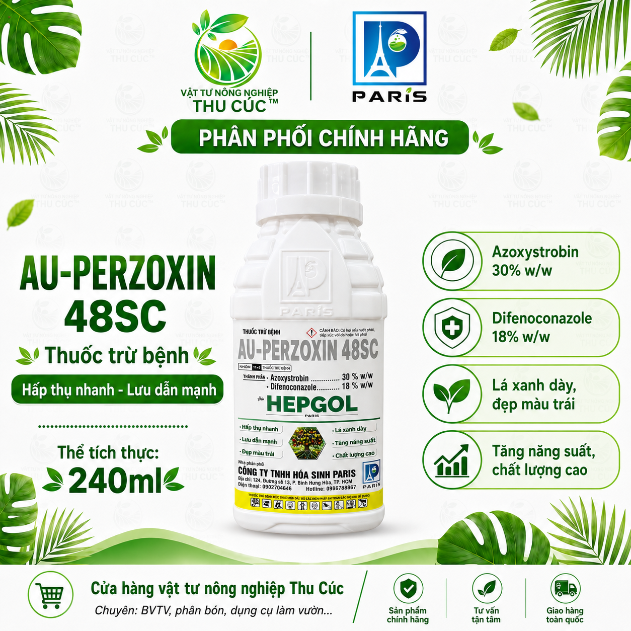 AU-PERZOXIN 48SC 240ml HEPGOL – Thuốc Trừ Nấm Bệnh Cà Phê