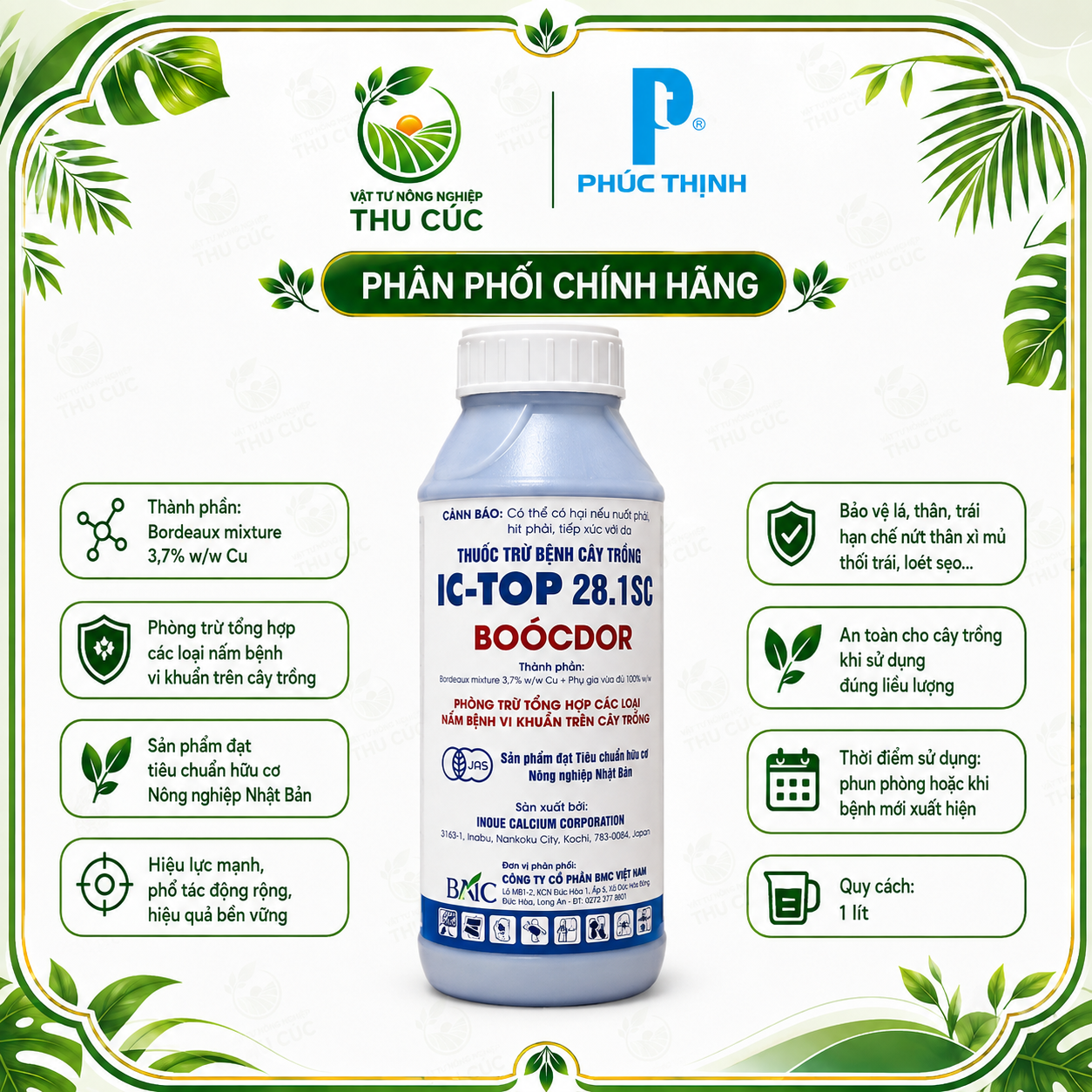IC-TOP 28.1SC BOÓCDOR 1kg – Thuốc Gốc Đồng Phòng Trừ Nấm Bệnh, Vi Khuẩn