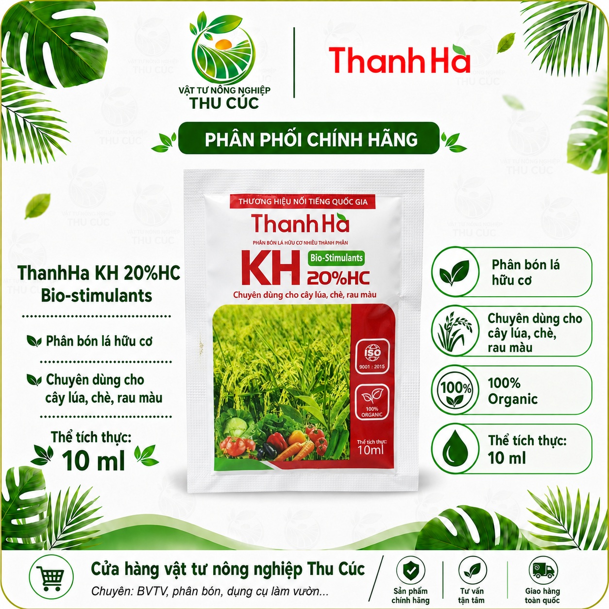 Thanh Hà KH 20%HC 10ml – Phục Hồi Lúa, Bật Rễ, Đẻ Nhánh Khỏe