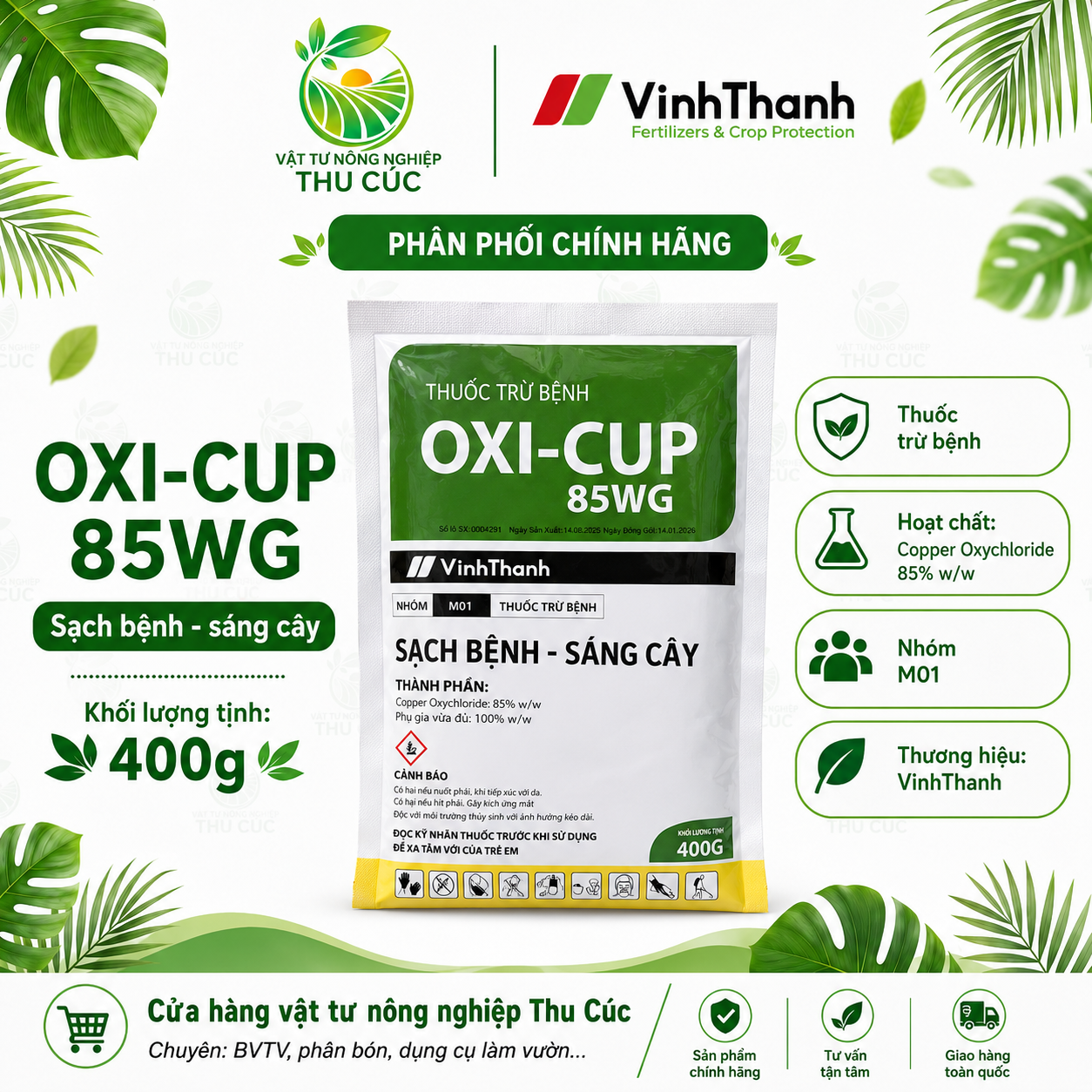 OXI-CUP 85WG 400g – Thuốc Gốc Đồng Trừ Thán Thư, Nấm Bệnh, Vi Khuẩn