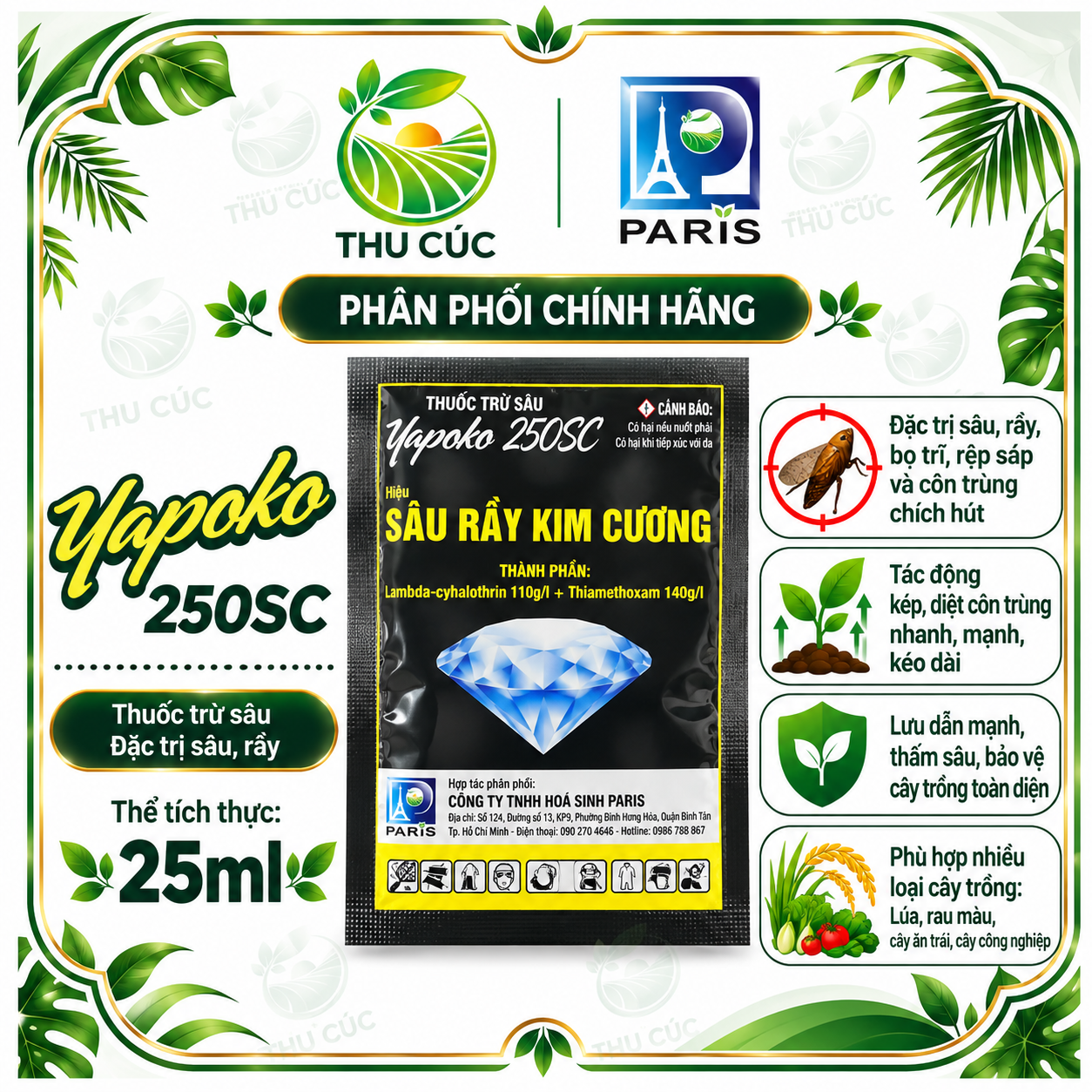 YAPOKO 250SC – SÂU RẦY KIM CƯƠNG, QUẢN LÝ RẦY NÂU TRÊN LÚA