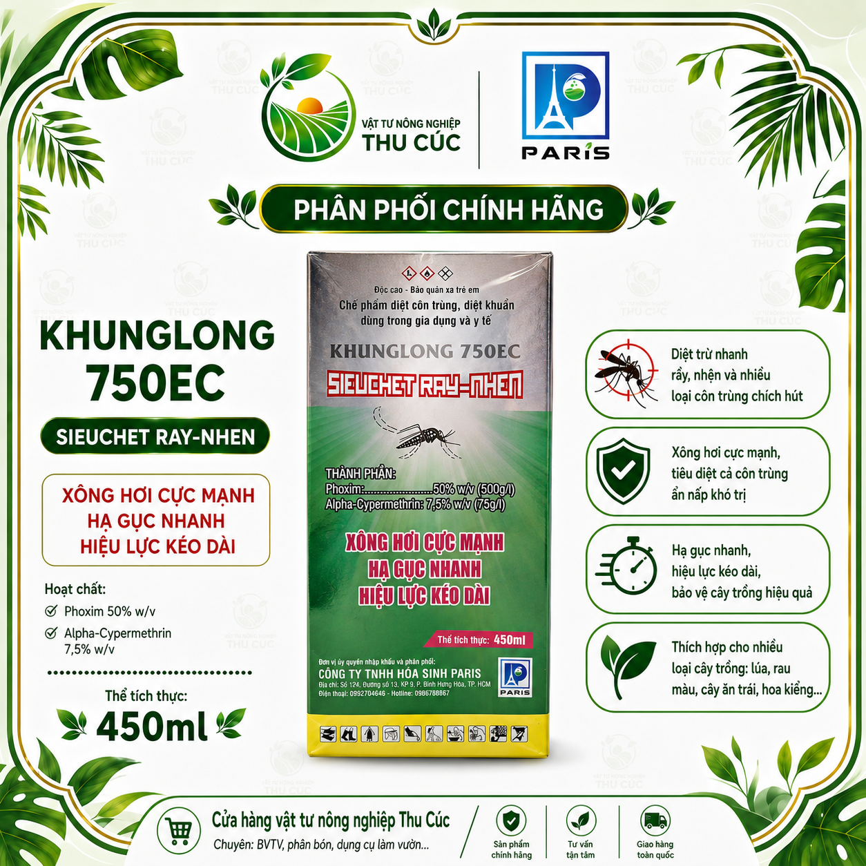 Siêu Chết Rầy Nhện – Khủng Long 750EC 450ml