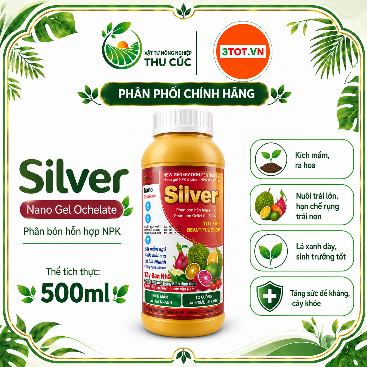 SILVER 0-27-30 – PHÂN BÓN LÂN KALI CAO, HỖ TRỢ LỚN TRÁI, LÊN CƠM