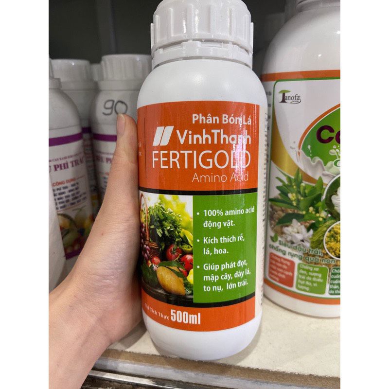 Phân Bón Lá Hữu Cơ Sinh Học Fertigold Amino Acid,Chai 500ml,Nhập Khẩu Từ Châu Âu,100% Amino Động Vật