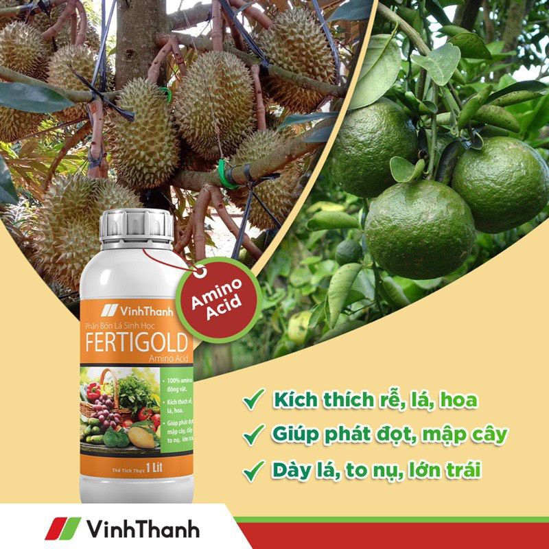 Phân Bón Lá Hữu Cơ Sinh Học Fertigold Amino Acid,Chai 500ml,Nhập Khẩu Từ Châu Âu,100% Amino Động Vật