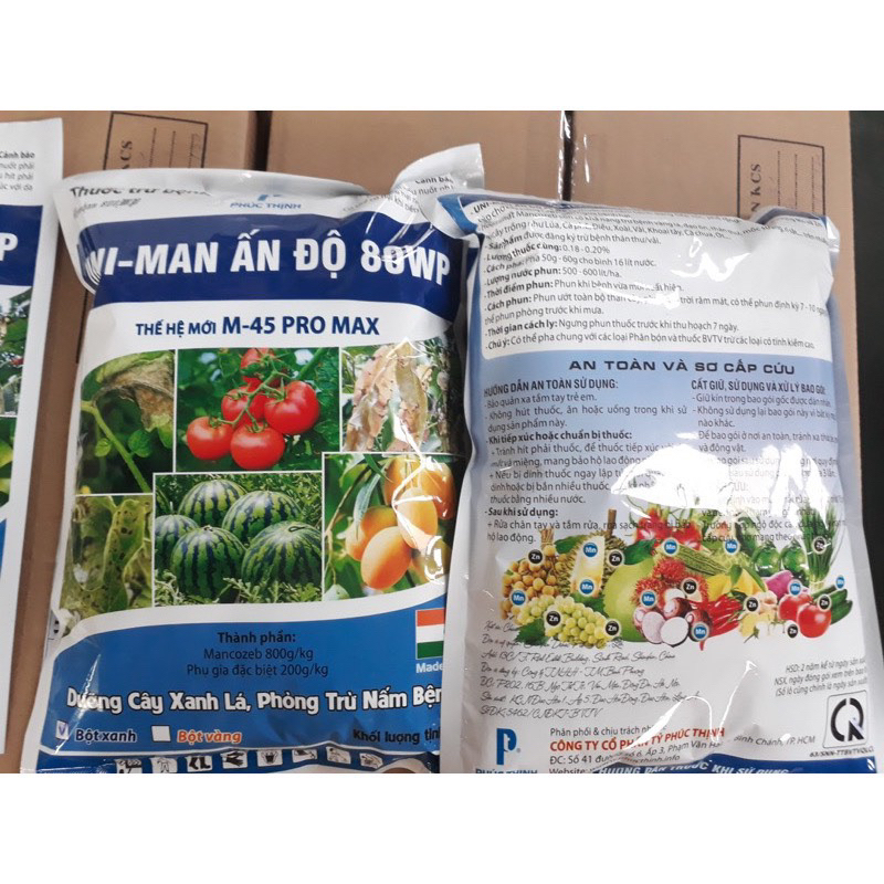 Mancozeb xanh UNI-MAN ẤN ĐỘ 80WP. Dưỡng cây xanh lá, phòng trừ nấm bệnh, gói 1kg