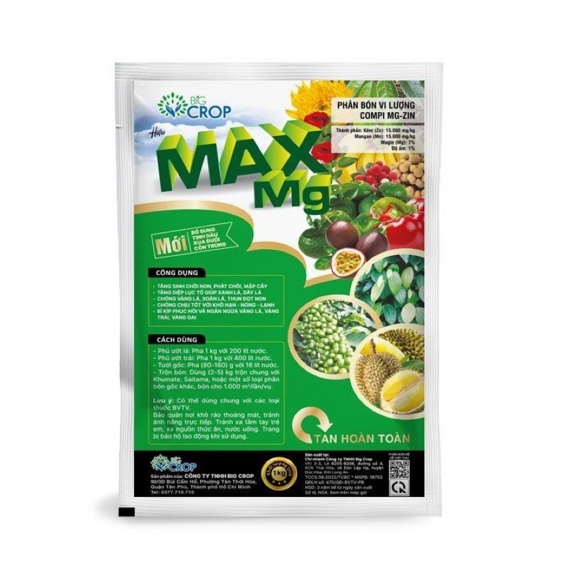 Max Mg, Phân Bón Vi Lượng Compi Mg-Zin, Xanh Cây, Dày Lá, Phát Đọt, Mập Cây