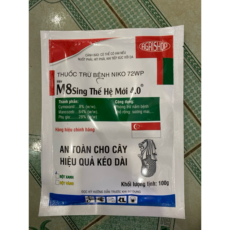 M8 Mancozeb Xanh ( 100gr), Phòng Trừ Nấm Bệnh Gây Hại Cây Trồng, Cháy Lá, Thán Thư, Phấn Trắng,…