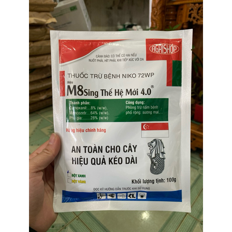 M8 Mancozeb Xanh ( 100gr), Phòng Trừ Nấm Bệnh Gây Hại Cây Trồng, Cháy Lá, Thán Thư, Phấn Trắng,…